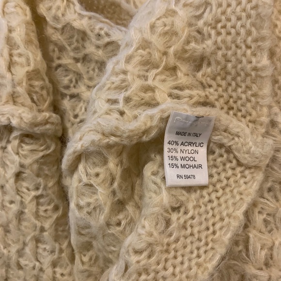 CREAM CHUNKY KNIT WOOL AND MOHAIR SWEATER MADE IN ITALY - Picture 4 of 8
